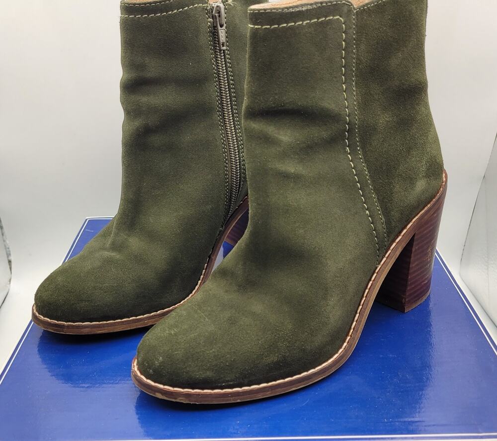 Seychelles Size 7.5 Lounge Suede Boots Womens Hunter Green Leather Ankle Zip